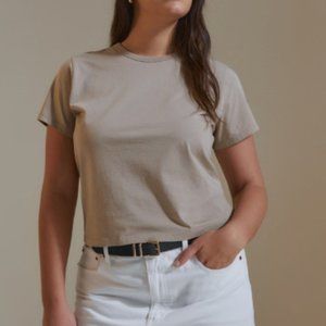 Abercrombie Essential Polished Body-Skimming Tee; Beige; Size Medium